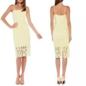 Bardot Lina Yellow Lace Sheath Midi Dress